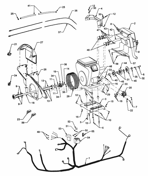 Drive Shaft And Engine Connections Diagram and Parts List for 3185 14A-665-100 Cub Cadet Lawn Tractor